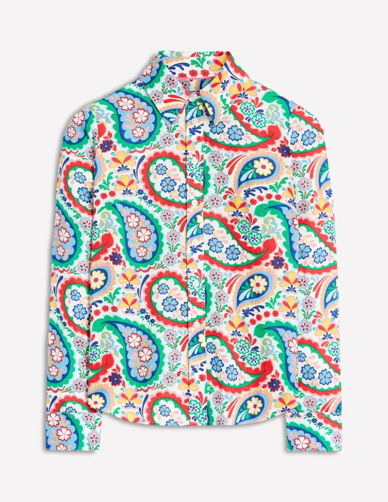 Sienna Linen Shirt-Multi Meadow Pasiley-Boden Discount