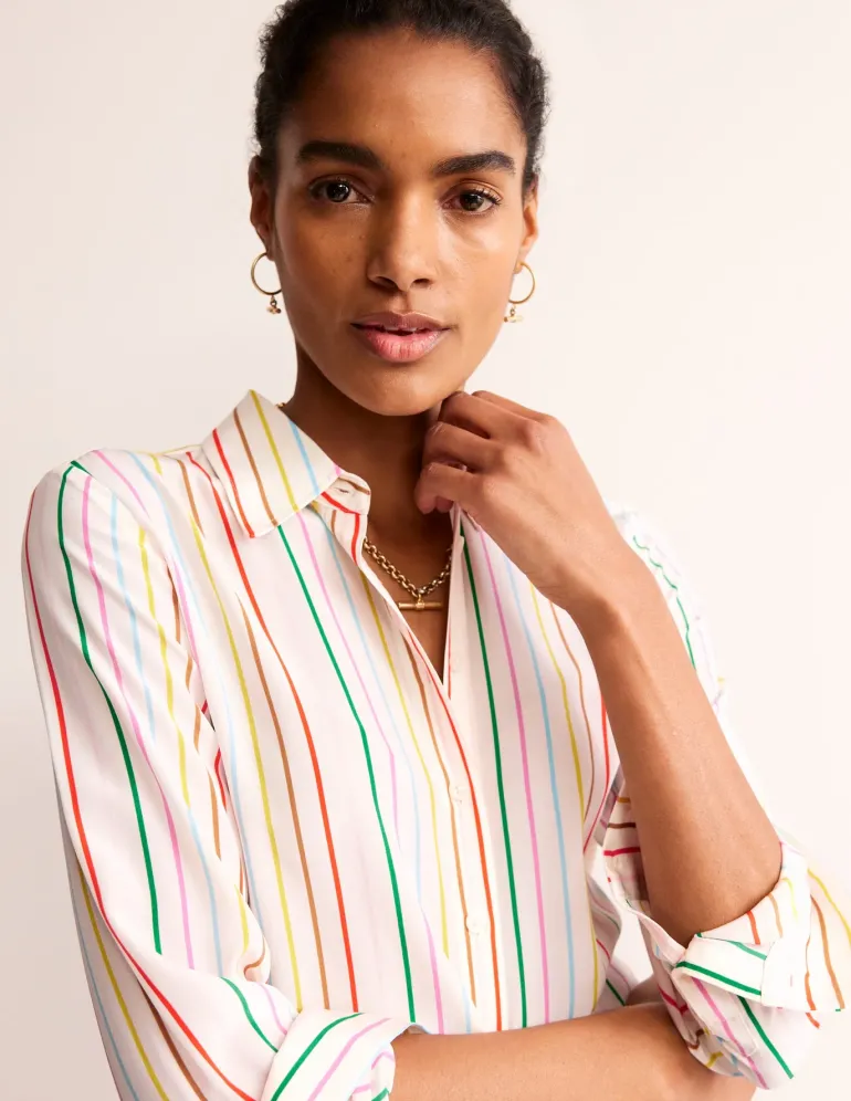 Sienna Silk Shirt-Ivory, Multi Stripe-Boden Cheap