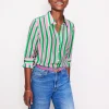 Sienna Silk Shirt-Mauve and Green Stripe-Boden Sale