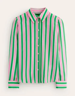 Sienna Silk Shirt-Mauve and Green Stripe-Boden Sale