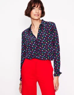 Sienna Silk Shirt-Multi, Abstract Dot-Boden Best