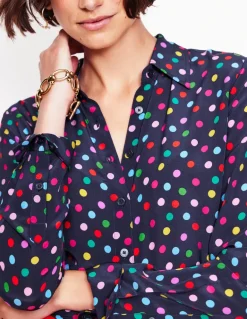 Sienna Silk Shirt-Multi, Abstract Dot-Boden Best