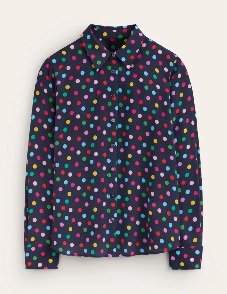 Sienna Silk Shirt-Multi, Abstract Dot-Boden Best