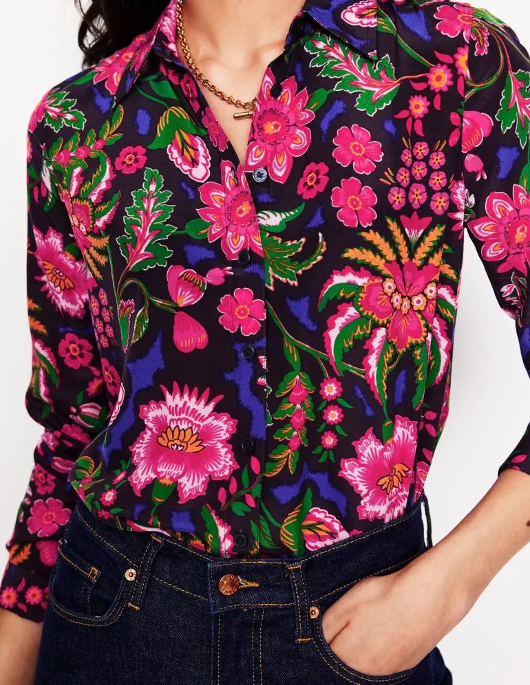 Sienna Silk Shirt-Multi, Blossom Flourish-Boden Outlet