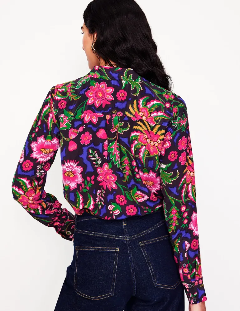 Sienna Silk Shirt-Multi, Blossom Flourish-Boden Outlet