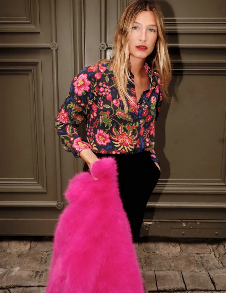 Sienna Silk Shirt-Multi, Blossom Flourish-Boden Outlet