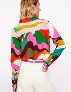 Sienna Silk Shirt-Multi, Scenic Fall-Boden Shop