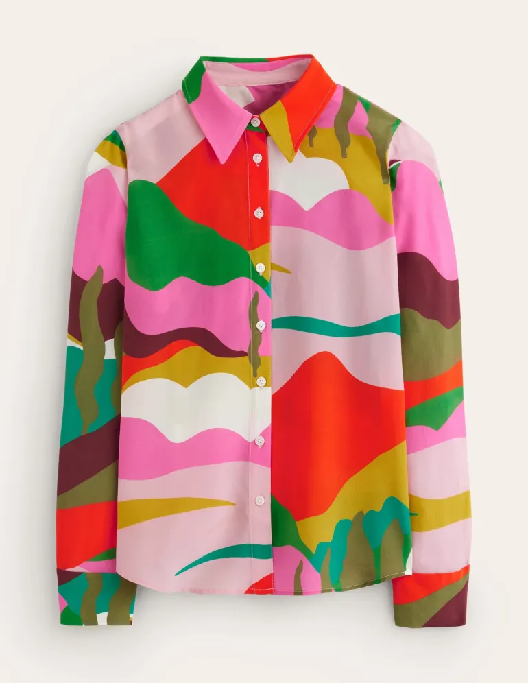 Sienna Silk Shirt-Multi, Scenic Fall-Boden Shop
