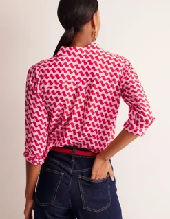 Sienna Silk Shirt-Poppy Red, Terrace Swirl-Boden Clearance