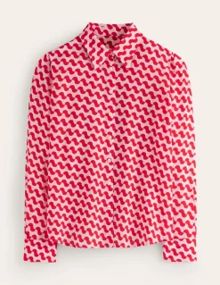 Sienna Silk Shirt-Poppy Red, Terrace Swirl-Boden Clearance