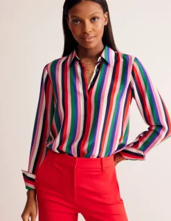 Sienna Silk Shirt-Rainbow Stripe-Boden Clearance