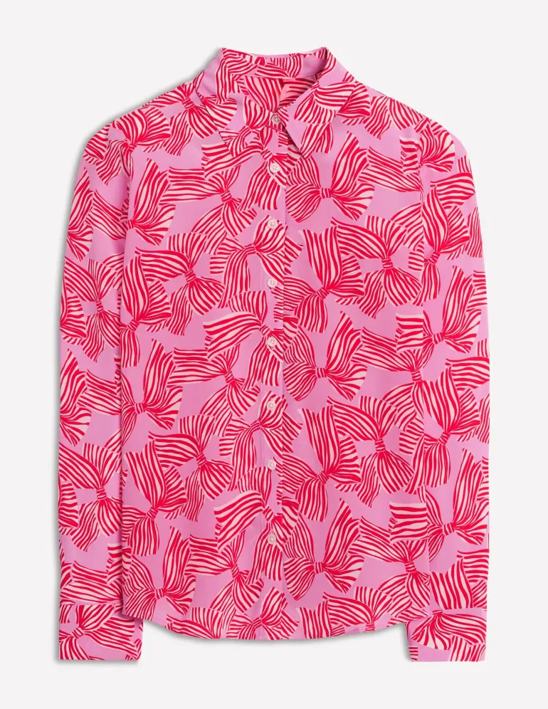 Sienna Silk Shirt-Soft Lavender, Bow Scatter-Boden Discount