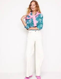 Sienna Silk Shirt-Vintage Blue, Meadow Vine-Boden Sale