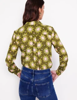 Sienna Silk Shirt-Woodland Green, Celestial-Boden Fashion