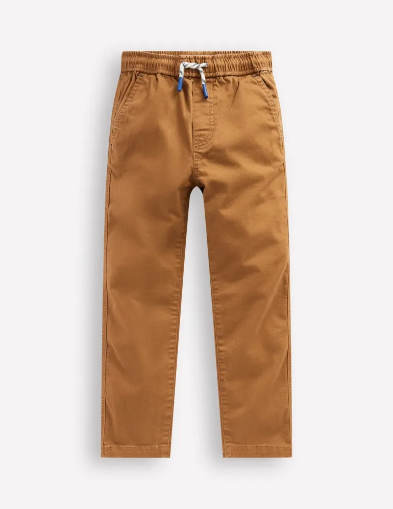 Slim Pull On Trousers-Butterscotch Brown-Boden New