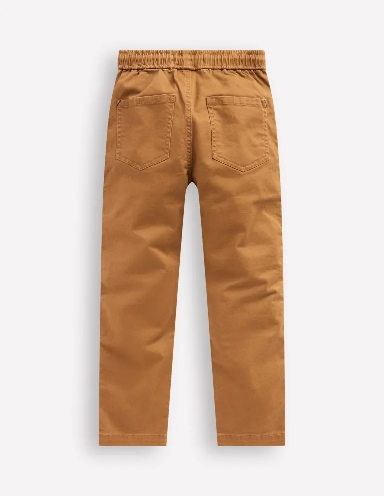 Slim Pull On Trousers-Butterscotch Brown-Boden New