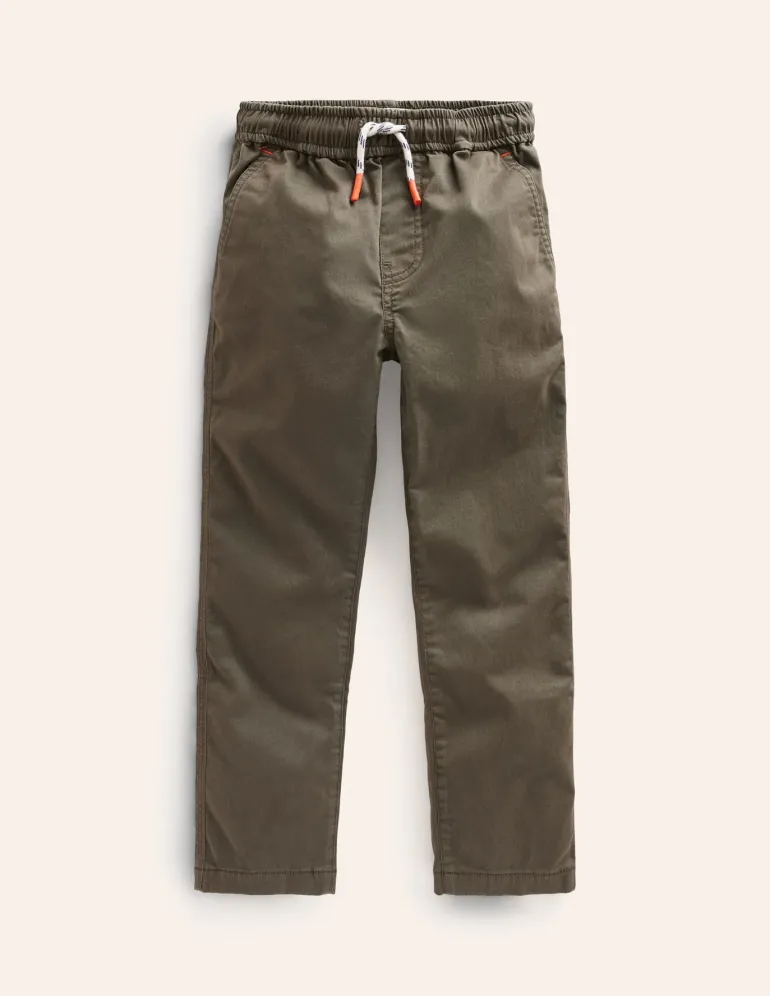Slim Pull On Trousers-Classic Khaki-Boden Online