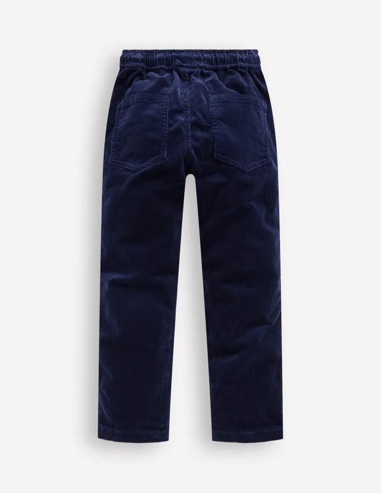 Slim Pull On Trousers-College Navy Cord-Boden Clearance