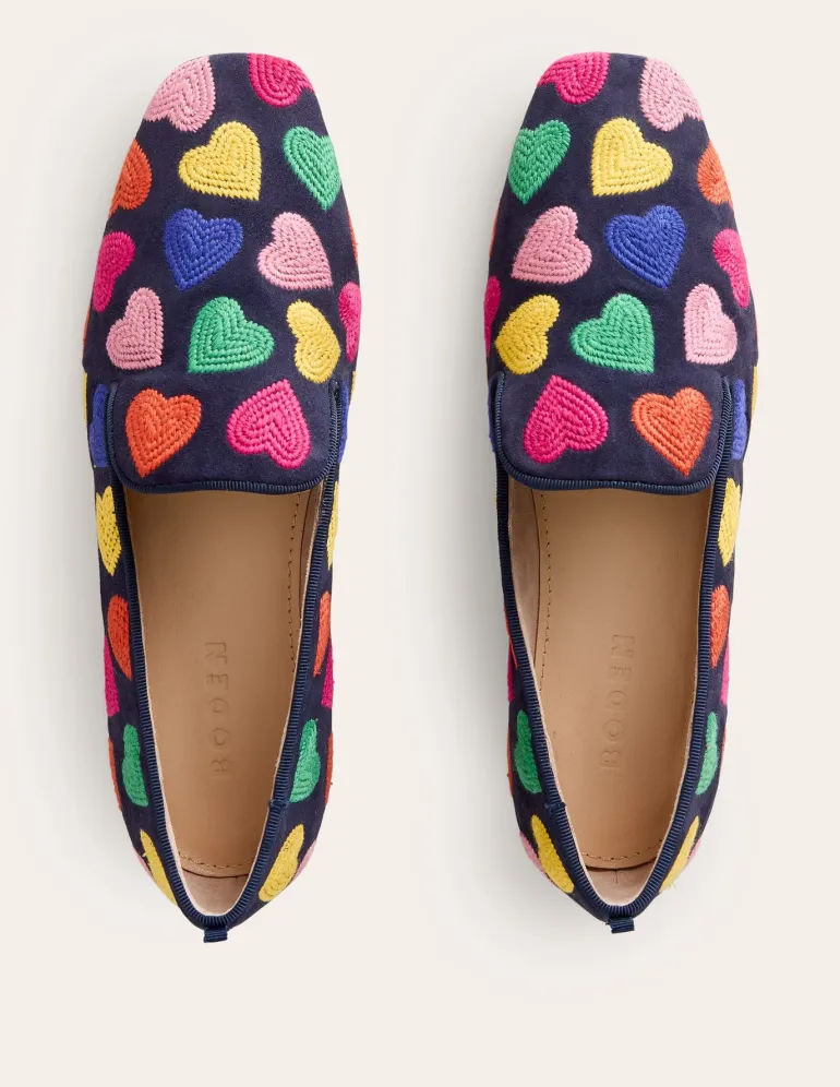 Slipper Cut Loafer-Multi Navy Hearts-Boden Store