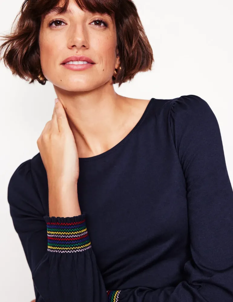 Smocked Cuff Supersoft Top--Boden Best Sale