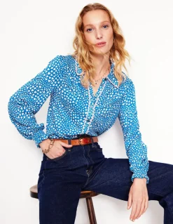 Smocked Jersey Shirt-Gallery Blue, Heart Cluster-Boden Hot