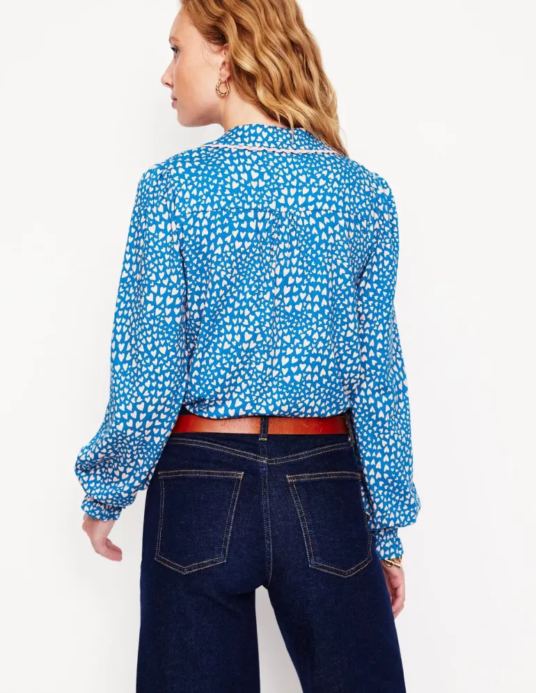 Smocked Jersey Shirt-Gallery Blue, Heart Cluster-Boden Hot