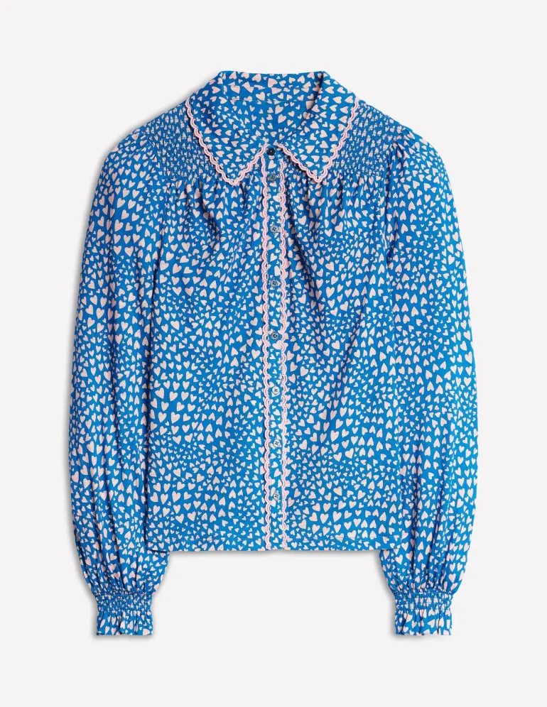 Smocked Jersey Shirt-Gallery Blue, Heart Cluster-Boden Hot