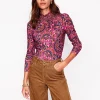 Smocked Neck Printed Top-Jam, Kaleidoscopic Paisley-Boden Sale