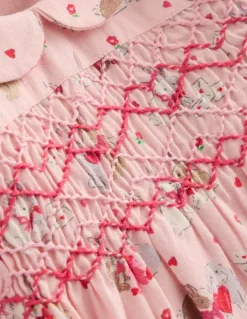 Smocked Romper-Pink Love Bunnies-Boden Fashion