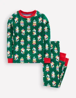 Snug Glow-In-The-Dark Pajamas-Christmas Trees-Boden Cheap