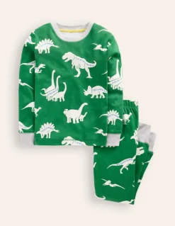 Snug Glow-In-The-Dark Pajamas-Highland Green Dino-Boden Store