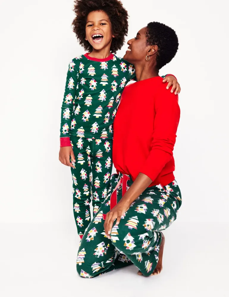 Snug Glow-In-The-Dark Pajamas-Christmas Trees-Boden Cheap