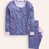 Snug Henley Pajamas-Bluejay Bouquet-Boden Best