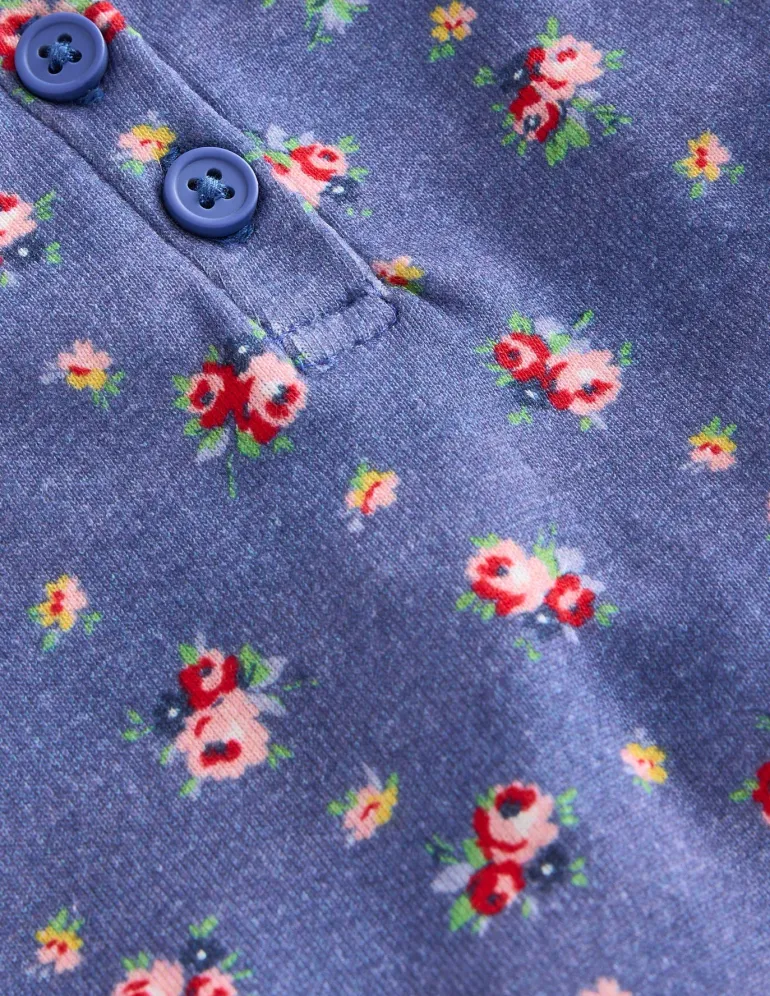 Snug Henley Pajamas-Bluejay Bouquet-Boden Best