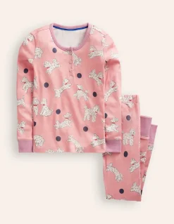 Snug Henley Pajamas-Pink Dalmatians-Boden Online