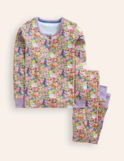 Snug Henley Pajamas-Vintage Pink Bunny Field-Boden Online