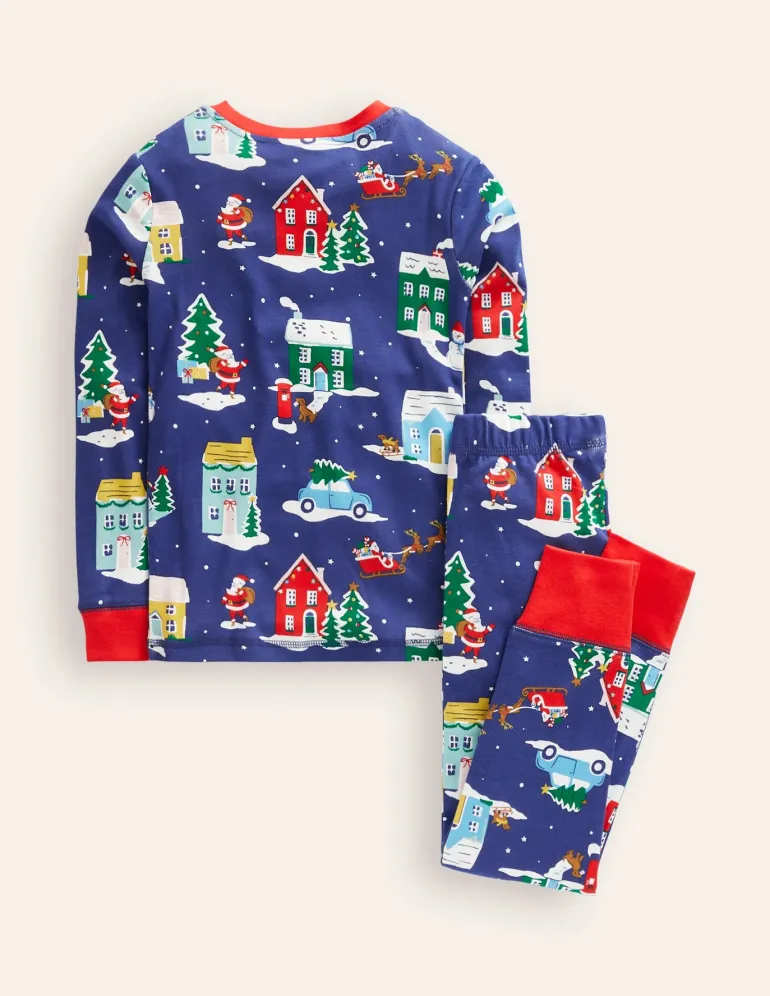 Snug Long John Pajamas-Christmas Houses-Boden Flash Sale