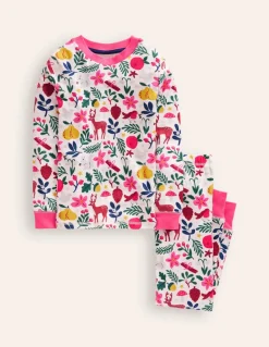 Snug Long John Pajamas-Ivory Festive-Boden Discount