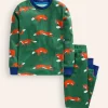 Snug Long John Pajamas-Jewel Green Foxes-Boden Cheap