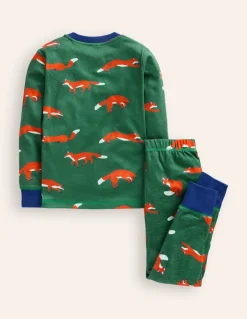 Snug Long John Pajamas-Jewel Green Foxes-Boden Cheap
