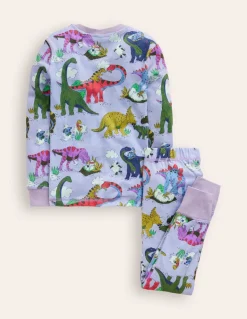 Snug Long John Pajamas-Lilac Dino Family-Boden Flash Sale