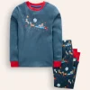 Snug Long John Pajamas-Robot Blue Space Santa-Boden Best