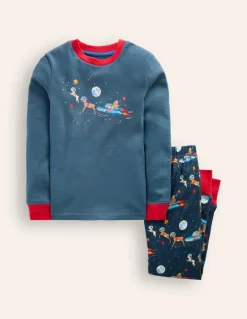Snug Long John Pajamas-Robot Blue Space Santa-Boden Best