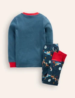 Snug Long John Pajamas-Robot Blue Space Santa-Boden Best