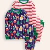 Snug Twin Pack Pajamas-Christmas Presents and Stripe-Boden Best