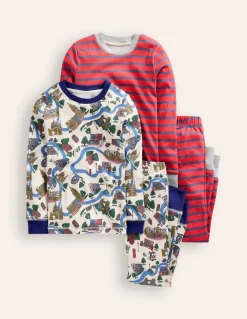 Snug Twin Pack Pajamas-London Scene and Stripe-Boden Best