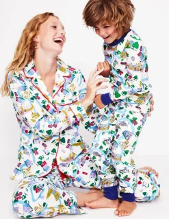 Snug Twin Pack Pajamas-London Scene and Stripe-Boden Best