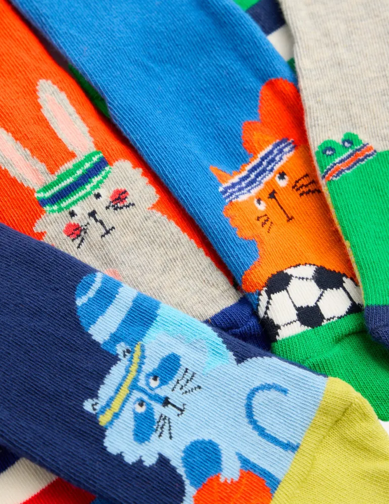 Socks 7 Pack-Sporty Animals-Boden Hot