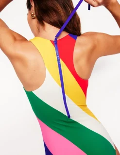 Sporty Zip Back Swimsuit-Multi, Rainbow Cascade-Boden Online