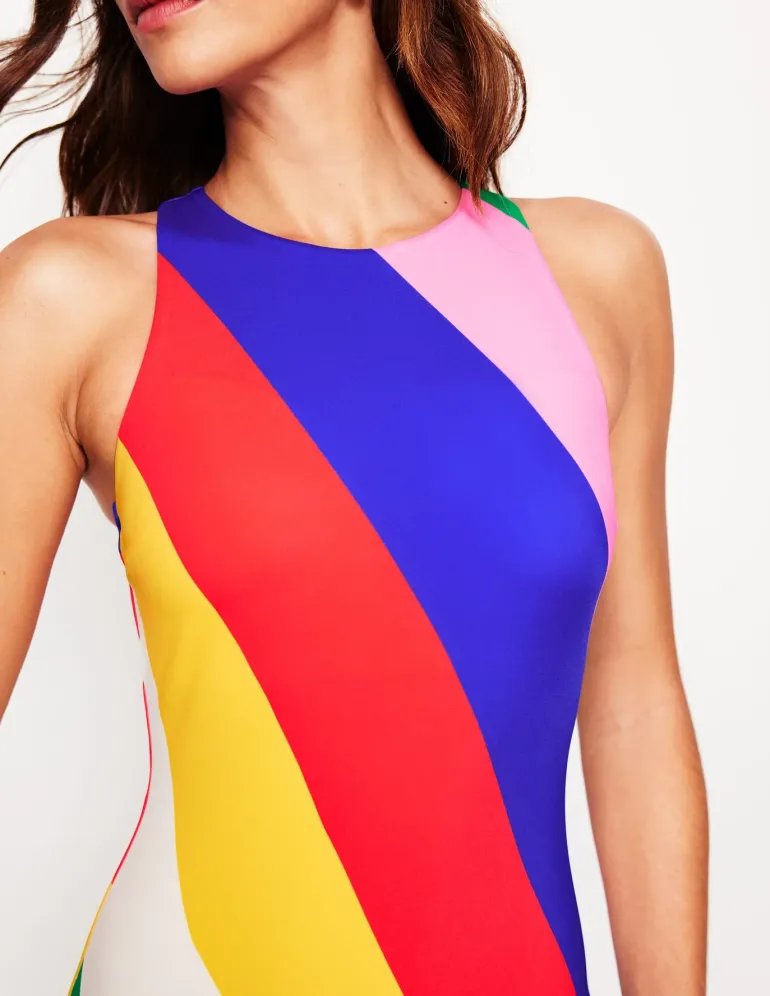 Sporty Zip Back Swimsuit-Multi, Rainbow Cascade-Boden Online